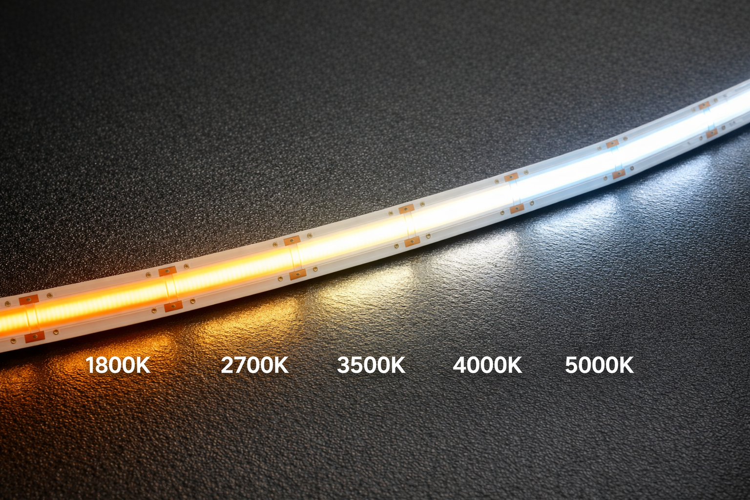 Premium Led Strip COB CCT ROL 5 Meter, 16w/m, 640 led/m, 420Lm/m, CCT (1800K tot 5000K), 24v, IP20, CRI90, 10mm, 3 Jaar garantie, foto 2 van 6