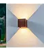LED Wandlamp Cube 2x3 Watt, 2x 225 Lumen, 3000K Warm Wit, P65, Roestbruin/Koperbruin, 2 Jaar Garantie