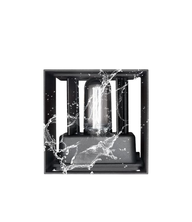 Wandlamp Cube met G9 Fitting, P65, Zwart