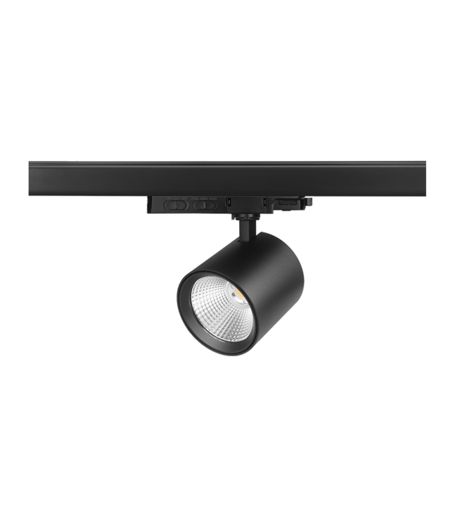 3 Fase LED Rail Spot JAS Koker, TRIAC-Dimbaar,  Wattage switch: 10/20/30w,  CCT-Switch, 900 tot 2700 lumen, CRI>90, Zwarte Behuizing , 3 Jaar Garantie