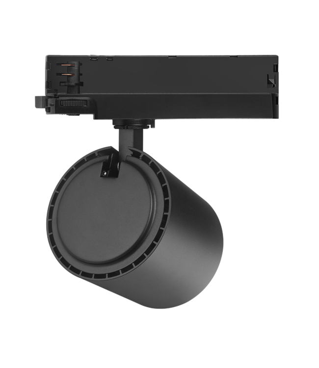 3 Fase LED Rail Spot JAS Koker, TRIAC-Dimbaar,  Wattage switch: 10/20/30w,  CCT-Switch, 900 tot 2700 lumen, CRI>90, Zwarte Behuizing , 3 Jaar Garantie