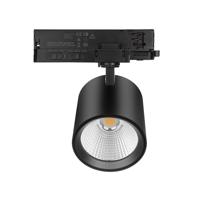 3 Fase LED Rail Spot JAS Koker, TRIAC-Dimbaar, Wattage switch: 10/20/30w, CCT-Switch, 900 tot 2700 lumen, CRI>90, Zwarte Behuizing , 3 Jaar Garantie, foto 5 van 5
