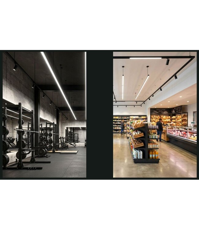 3 Fase Rail TAR Linear Lamp 150cm met Wattage switch: 40-45W,  CCT-Switch, 6400 tot 8800 lumen, CRI>90, Zwarte Behuizing , 5 Jaar Garantie