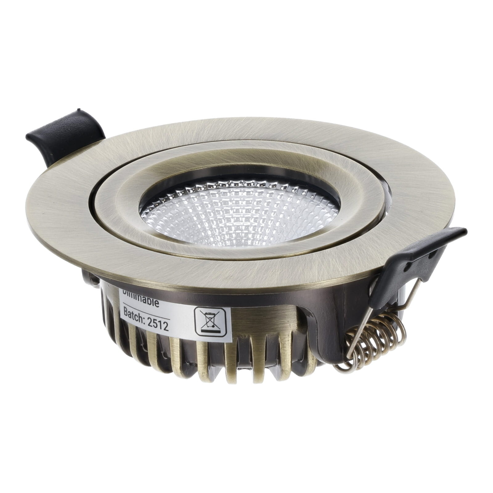 Inbouw LED Spot 6w Flat, 400 Lumen, CCT Switch (2700K/3000K/4000K), Kantelbaar, IP65, Dimbaar, CRI90, Brons Armatuur, Gatmaat 68-72mm, 2 Jaar Garantie, foto 5 van 6