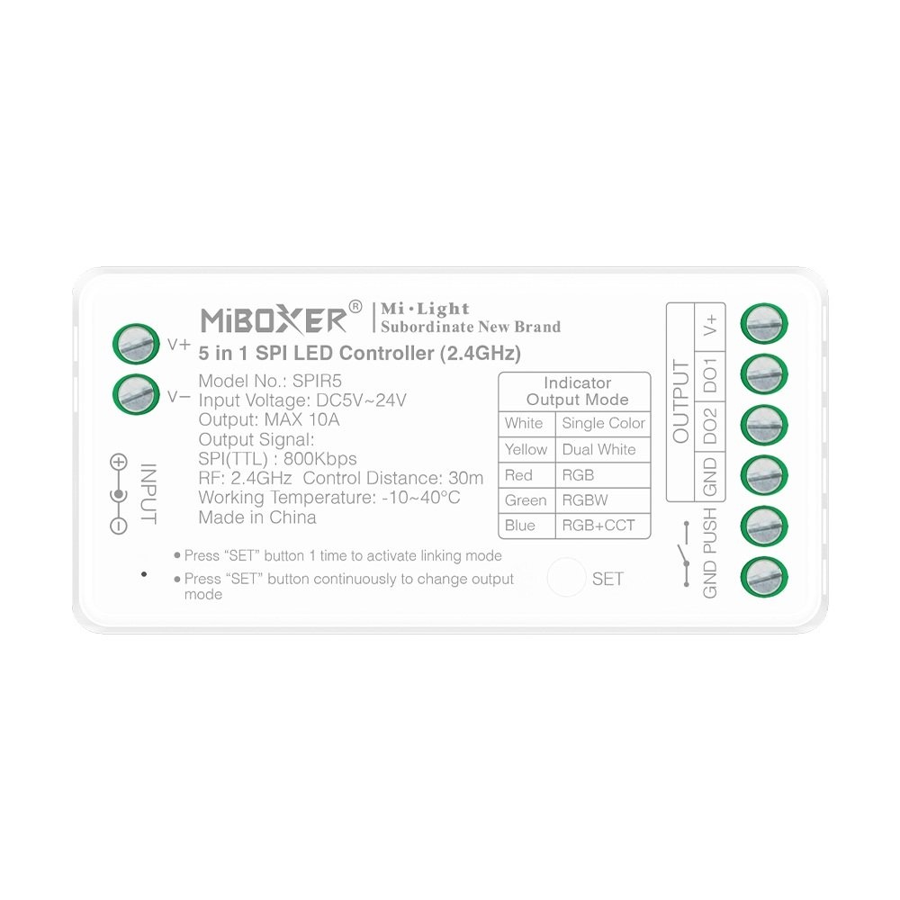 Miboxer SPIR5 - SPI / Digital LED Strip Controller | 5in1 Mono / CCT /RGB / RGBW / RGBCCT | Max 10A | 2.4Ghz, foto 5 van 6