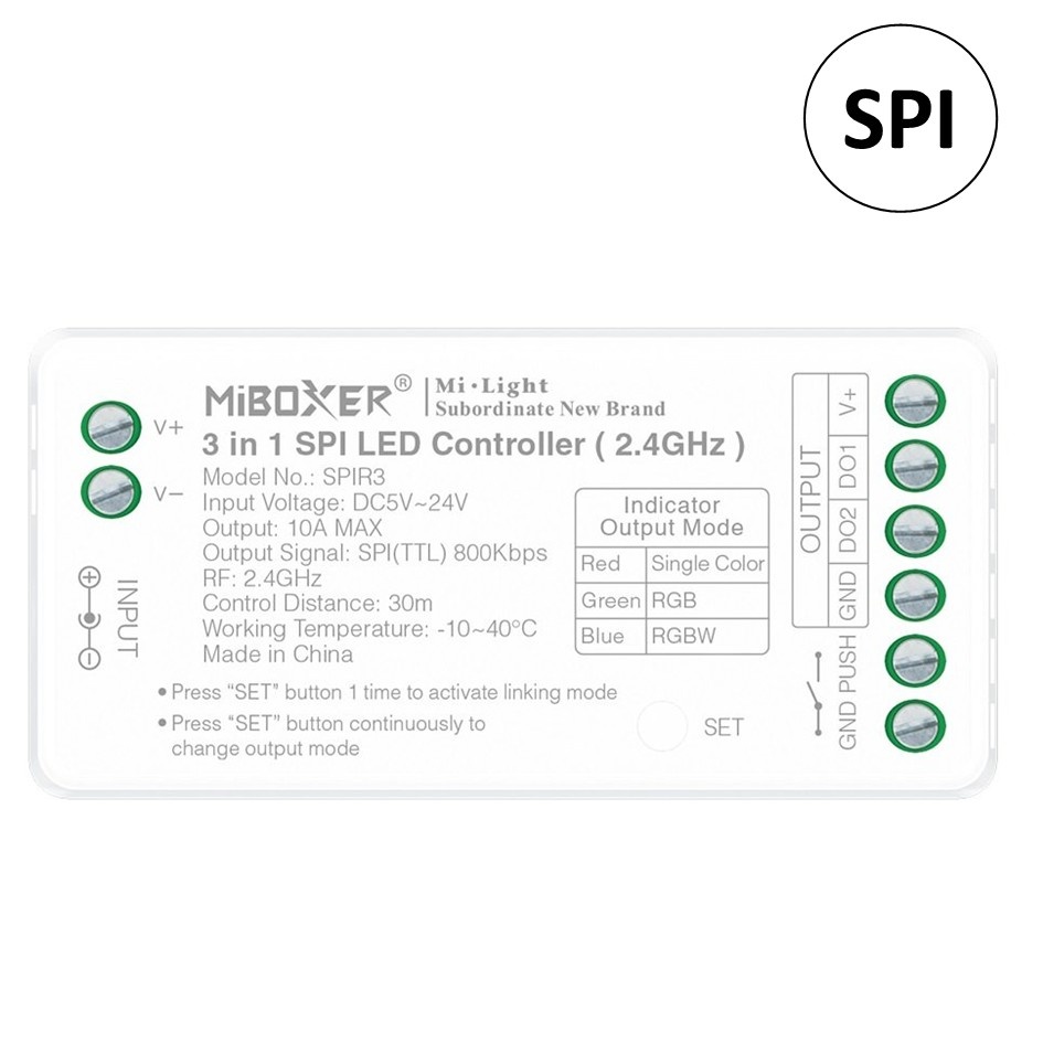 Miboxer SPIR3 - SPI / Digital LED Strip Controller | 3in1 Mono/RGB / RGBW | Max 10A | 2.4Ghz, foto 2 van 5