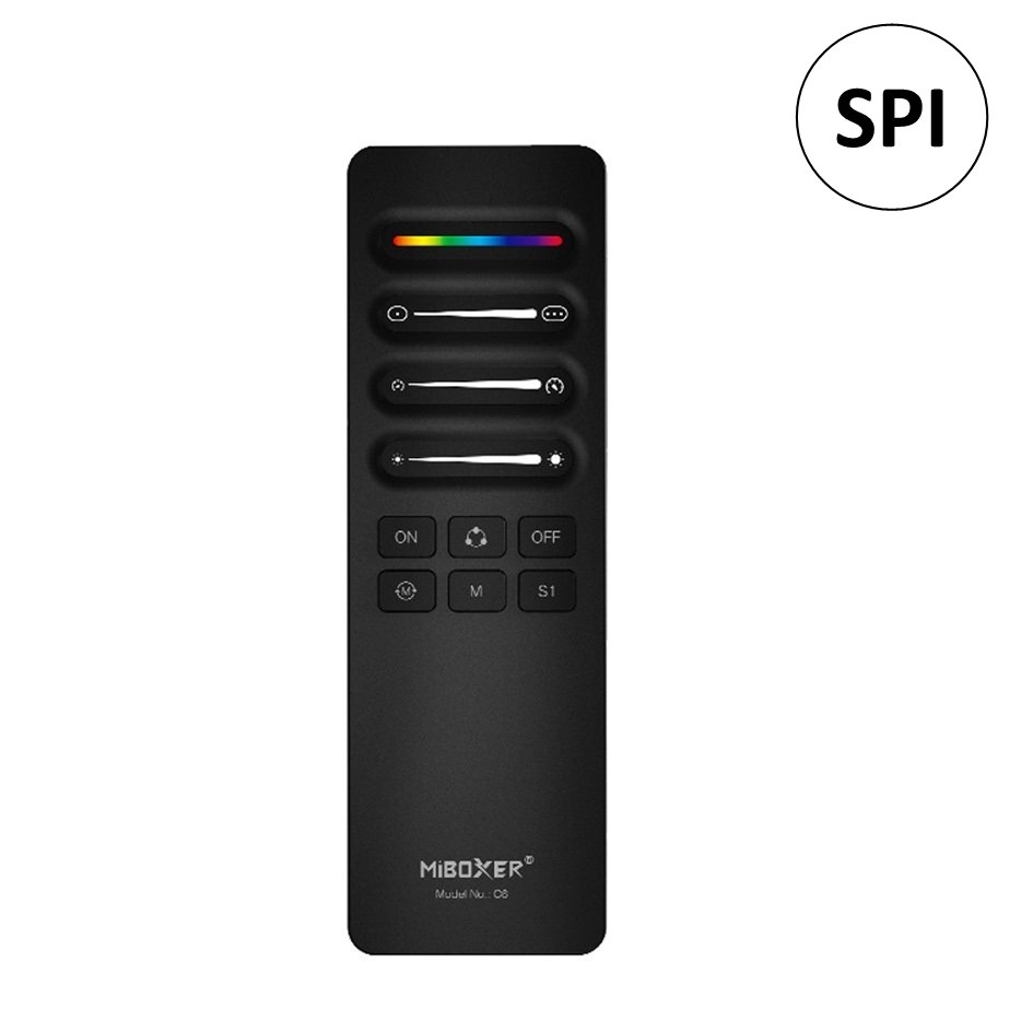 Miboxer C6 SPI Afstandsbediening Zwart - Mono/RGB/RGBW - Geschikt voor controller: SPIR3 / SPIR3-M - 2.4Ghz, foto 2 van 6