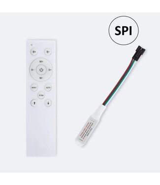 SPI Mini Controller met Afstandsbediening voor MONO SPI LED Strip - 5-24vDC