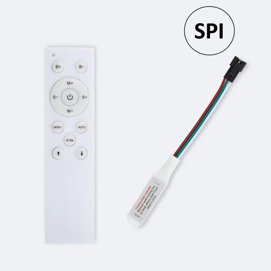 SPI Mini Controller met Afstandsbediening voor MONO SPI LED Strip - 5-24vDC