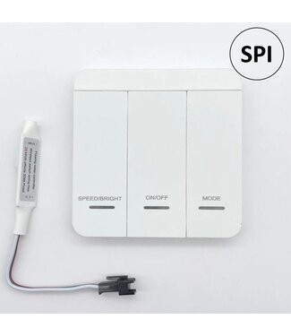 SPI Mini Controller met Wandbediening voor MONO SPI LED Strip - 5-24vDC