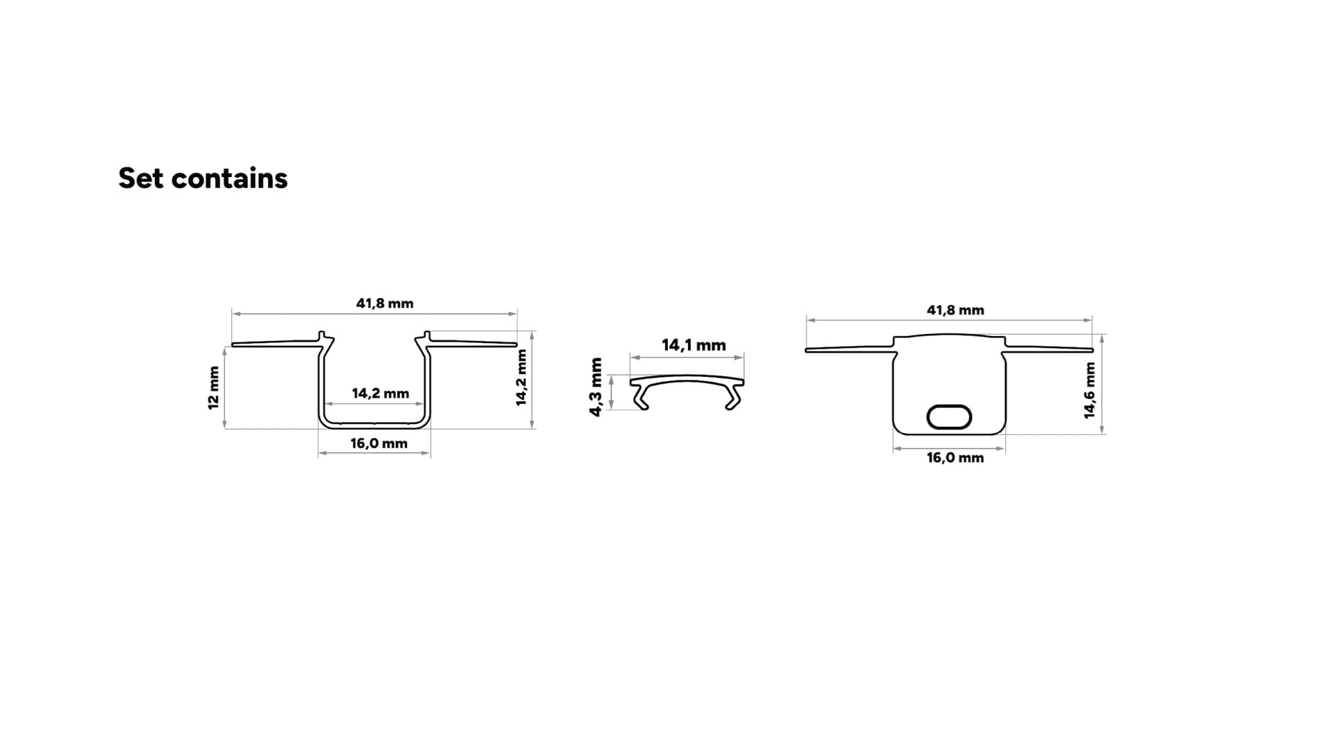 Stuc Aluminium Led Strip Profiel MOSSO tot 12mm LED Strips | ALU | 16x12mm | Per 2 Meter, foto 4 van 6