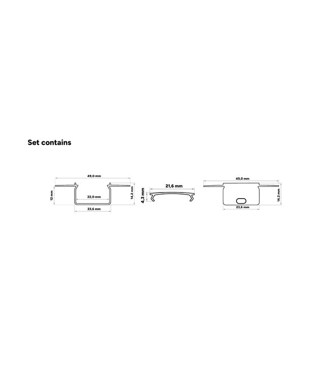 Stuc Aluminium Led Strip Profiel HORST tot 20mm LED Strips | ZWART | 24x12mm | Per 2 Meter