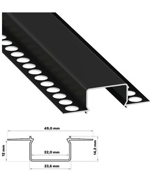 Stuc Aluminium Led Strip Profiel HORST tot 20mm LED Strips | ZWART | 24x12mm | Per 2 Meter