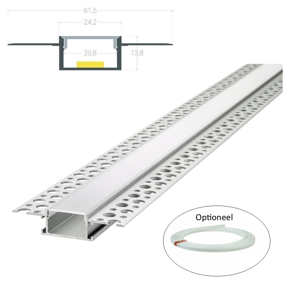 Stuc Aluminium Led Strip Profiel PLA tot 20mm LED Strips | ALU | 24x14mm | Per 2 Meter