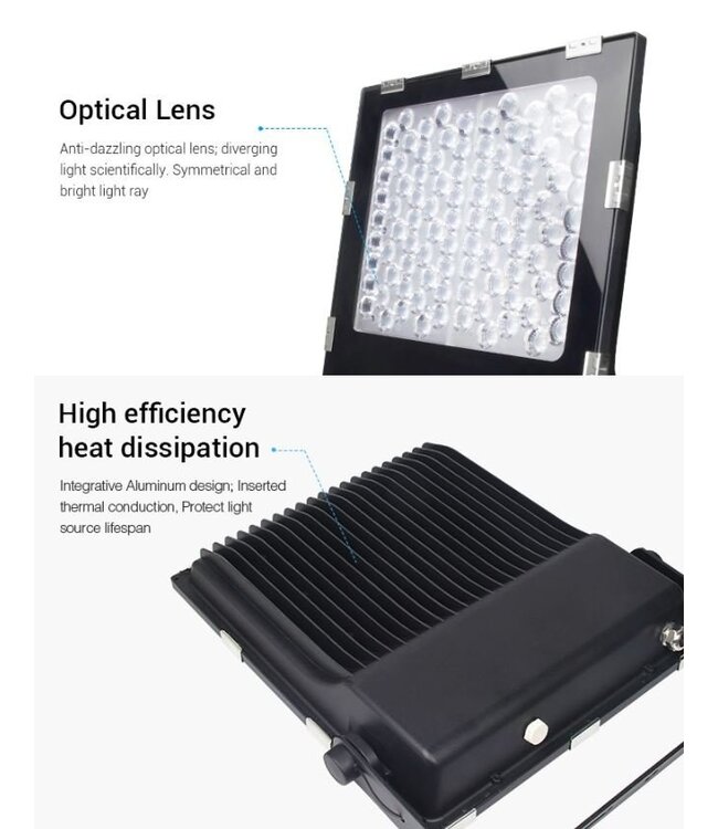 MiBoxer Floodlight 200w RGB + CCT, Wifi/RF, 17000 Lumen, IP65, 2 Jaar Garantie