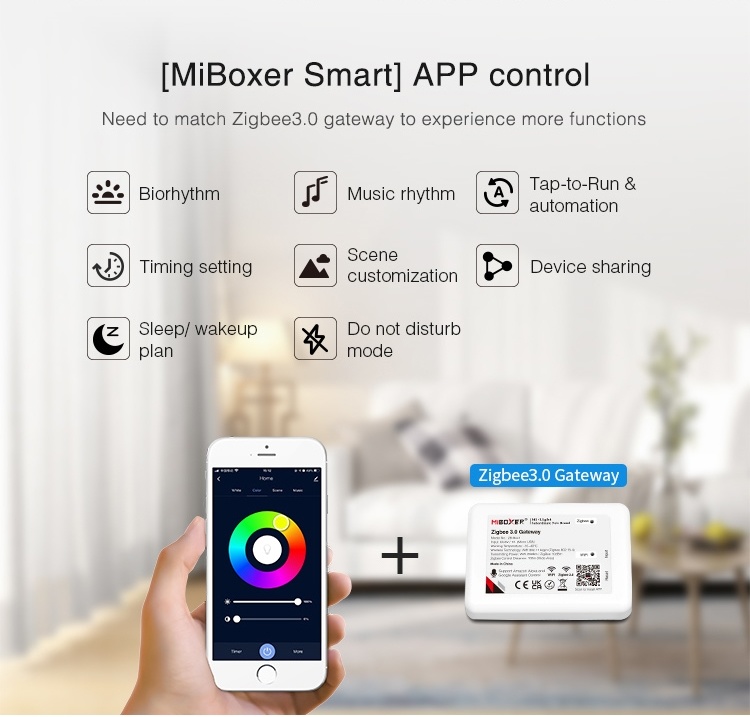 Miboxer Zigbee 3.0 + 2.4 Ghz, 5 in 1 LED Strip Controller Mono/CCT/RGB/RGB+W/RGB+CCT 12-24VDC, 12A, Werkt via Zigbee 3.0 / App / Wifi / 2.4Ghz - SZ5, foto 3 van 6