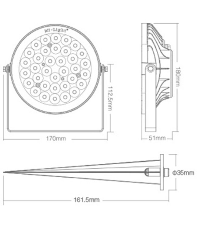 MiBoxer LED Prikspot 25w, RGB+CCT Wifi/RF, 1700 Lumen, IP65, 230v, 2 Jaar Garantie - FUTC05