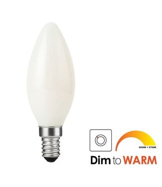 SPL E14 Led Kaarslamp C35, 4 Watt, 320 Lumen, Dim To Warm (2700K>2000K), Dimbaar, 2 Jaar Garantie