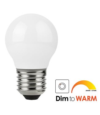 SPL E27 Led Bollamp G45, 5 Watt, 420 Lumen, Dim To Warm (2700K>2000K), Dimbaar, 2 Jaar Garantie