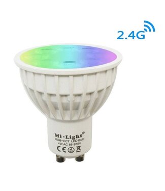 MiBoxer GU10 LED Spot 4w RGB + CCT, 2.4Ghz, 270 Lumen, 2 Jaar Garantie - FUT103