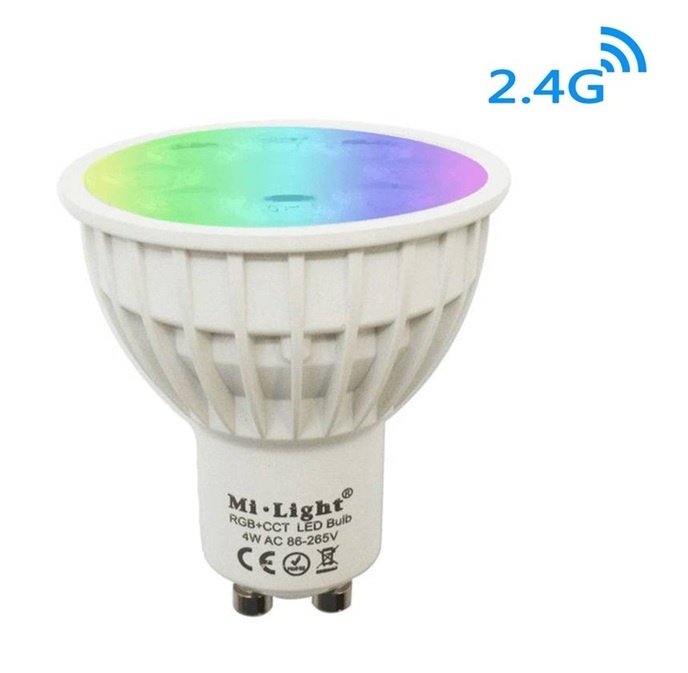 MiBoxer GU10 LED Spot 4w RGB + CCT, 2.4Ghz, 270 Lumen, 2 Jaar Garantie - FUT103