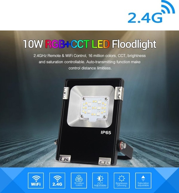 MiBoxer Floodlight 10w RGB + CCT, 2.4Ghz, 750Lumen, IP65, 2 Jaar Garantie - FUTT05