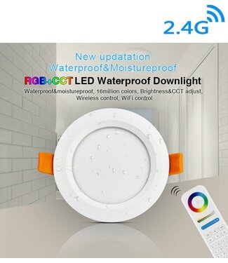 MiBoxer LED Downlighter 6w RGB + CCT, 2.4Ghz, 550 Lumen, IP54, Gatmaat 100mm, 2 Jaar Garantie - FUT063