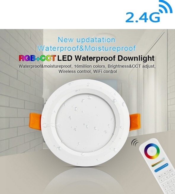 MiBoxer LED Downlighter 6w RGB + CCT, 2.4Ghz, 550 Lumen, IP54, Gatmaat 100mm, 2 Jaar Garantie - FUT063