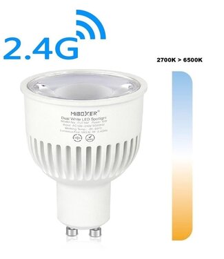 MiBoxer GU10 LED Spot 6w CCT, 2.4Ghz, 550 Lumen, 2 Jaar Garantie  - FUT107