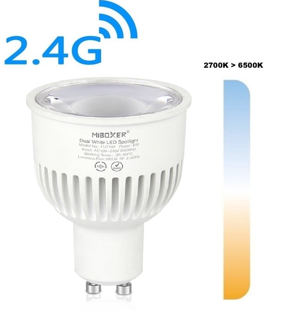 MiBoxer GU10 LED Spot 6w CCT, 2.4Ghz, 550 Lumen, 2 Jaar Garantie - FUT107