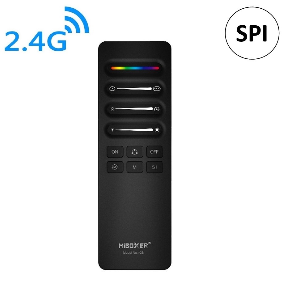 Miboxer C6 SPI Afstandsbediening Zwart - Mono/RGB/RGBW - Geschikt voor controller: SPIR3 / SPIR3-M - 2.4Ghz