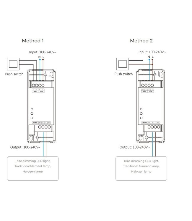 Miboxer Draadloze Triac LED Dimmer, Met Trekontlasting, Zigbee 3.0 + 2.4GHz, Max 500 watt - TRI-PZ