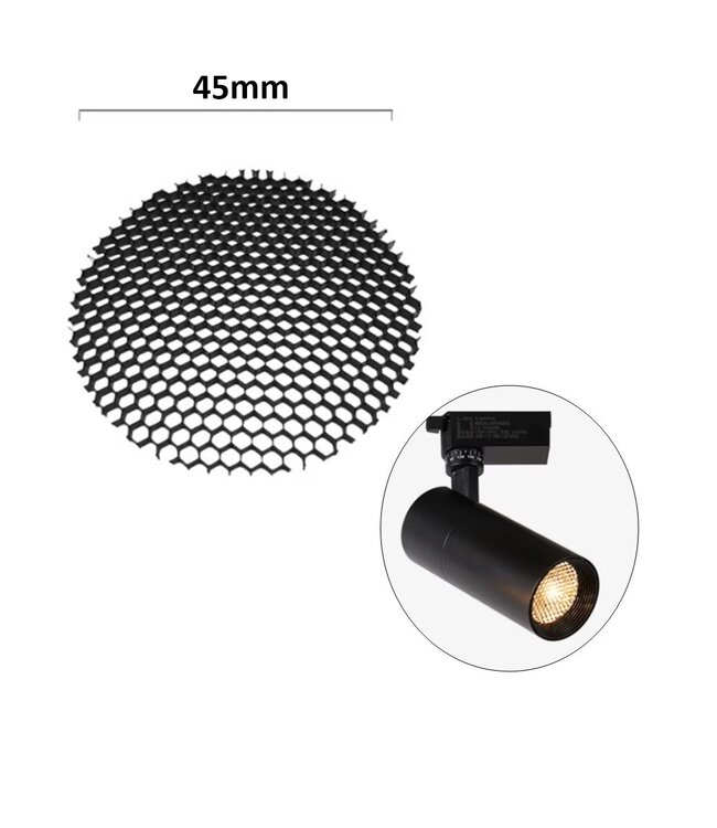 Anti-Verblinding Honinggraat Filter voor LED Spots - Diameter 45mm - Geschikt voor Rail spot artikel PFL2444