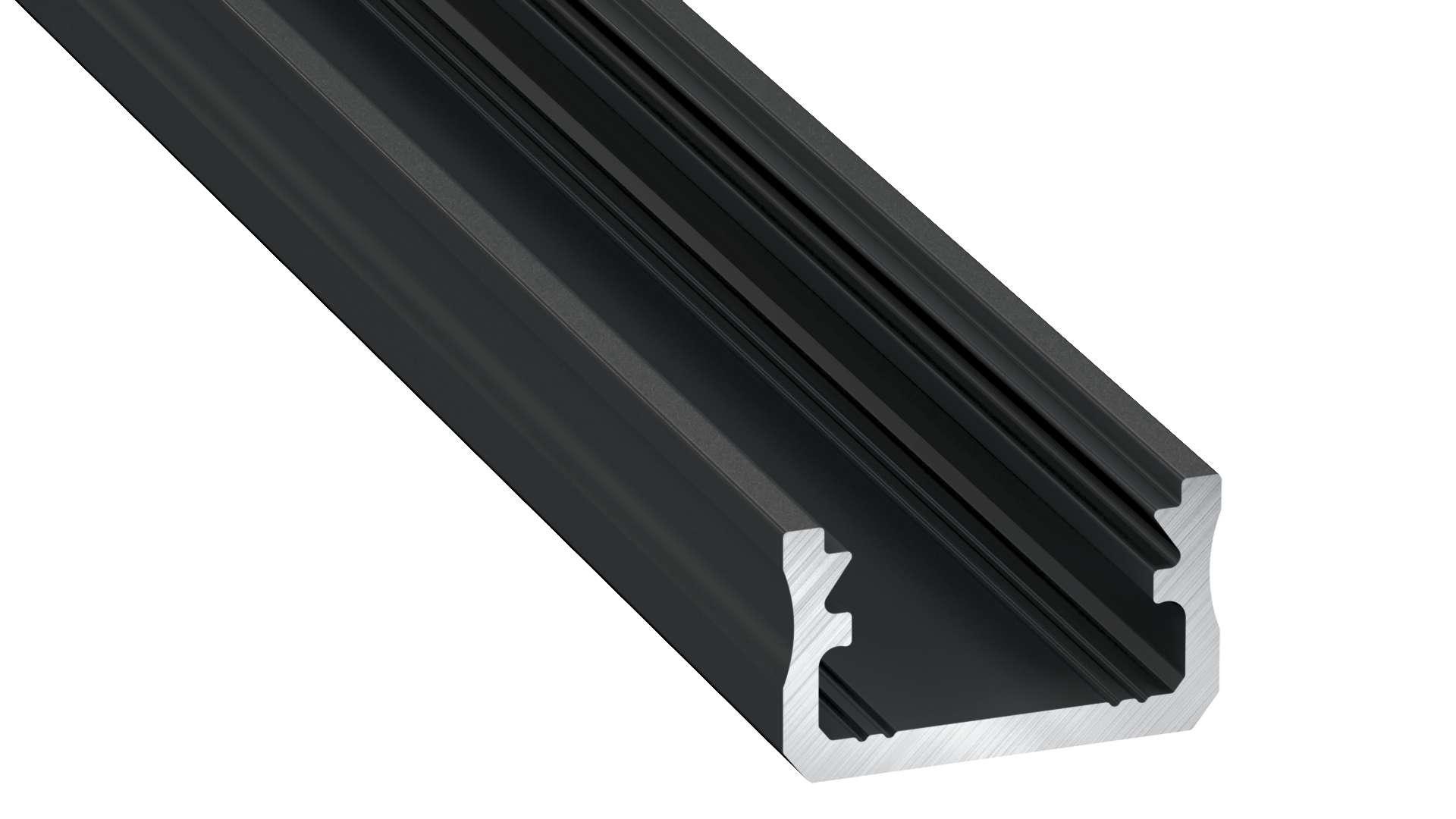 Standaard Aluminium Led Strip Profiel Norman | ZWART | 16x9,3mm | Tot 2 Meter leverbaar, foto 3 van 6