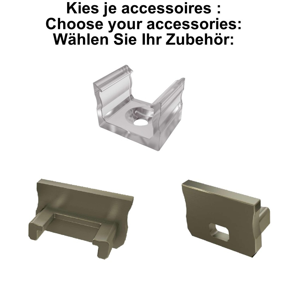 Accessoires t.b.v. Standaard Led Strip Profiel Norman | Inox, foto 2 van 4