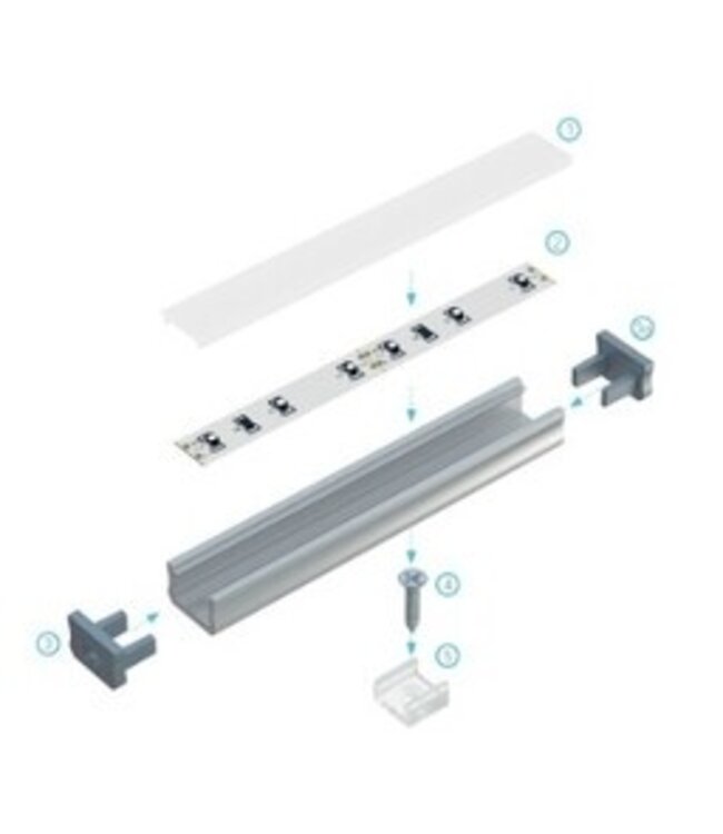 Standaard Aluminium Led Strip Profiel  Norman | INOX |  16x9,3mm | Tot 2 Meter leverbaar