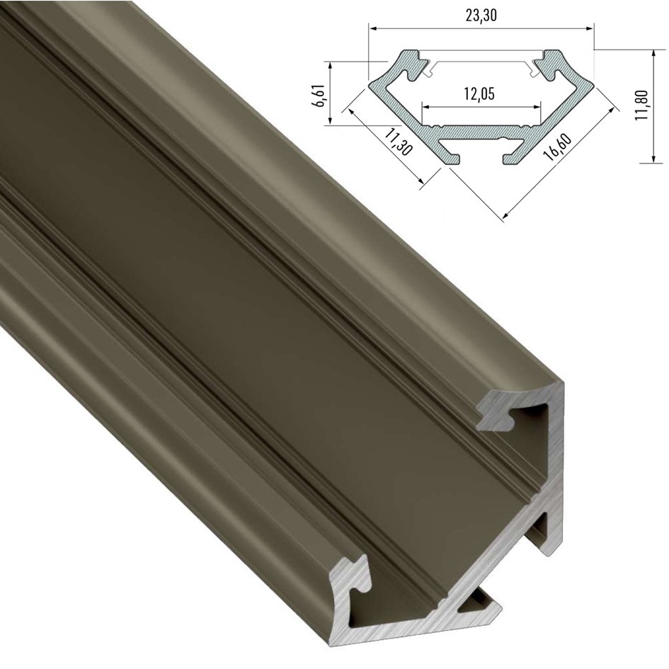 Hoek Aluminium Led Strip Profiel Norman | INOX | Tot 2 Meter leverbaar