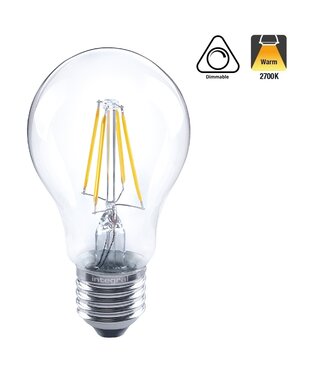 E27 Led Bollamp A60, 3,4 Watt, 470 Lumen, 2700K Warm Wit, Dimbaar, 2 Jaar Garantie