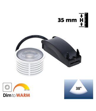 LED Module 5w WIT, 350 Lumen, Dim To Warm (3000>2000K), Dimbaar, 230v, Lichthoek: 38°, Incl. Lasdoos, 2 Jaar Garantie