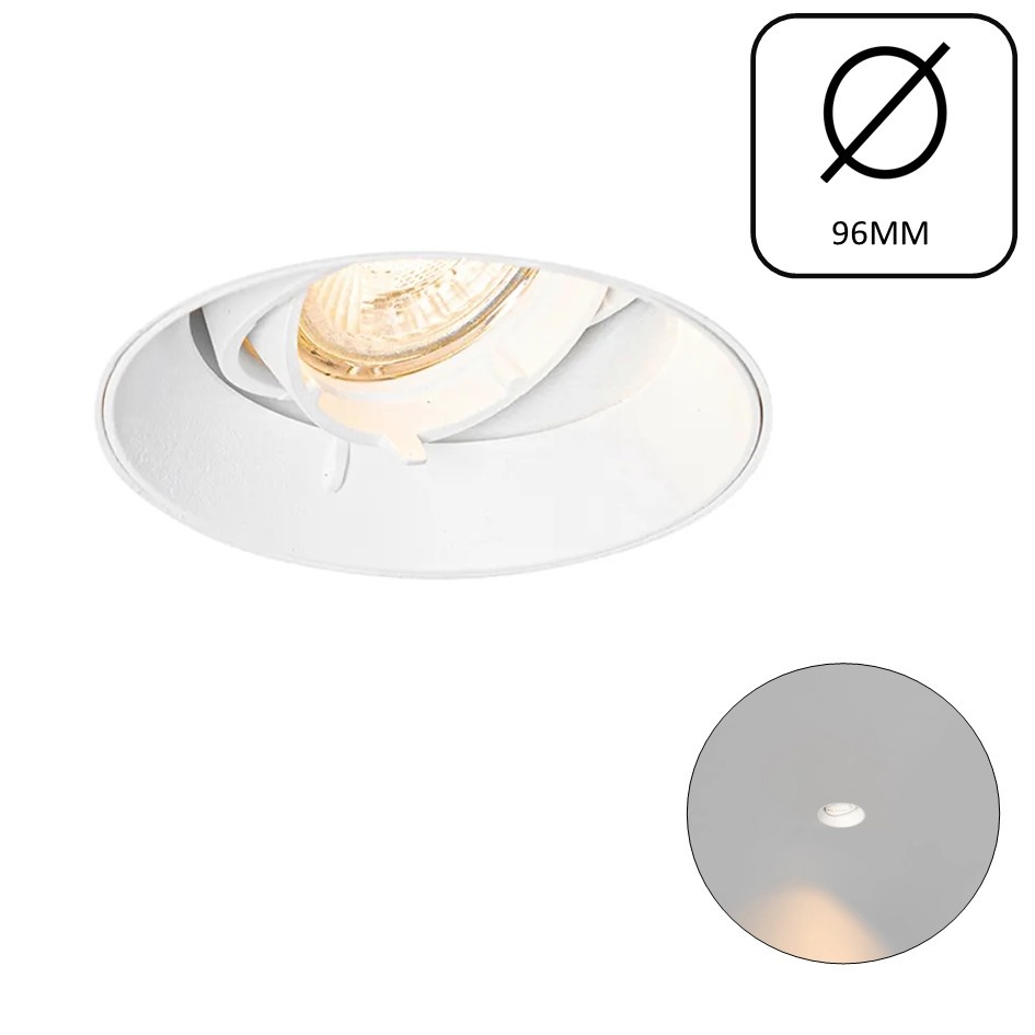 Trimless Inbouw Spot Armatuur Modern WIT | Aluminium | 96mm Gatmaat | Geschikt voor pleisterwerk | 50mm LED Spots