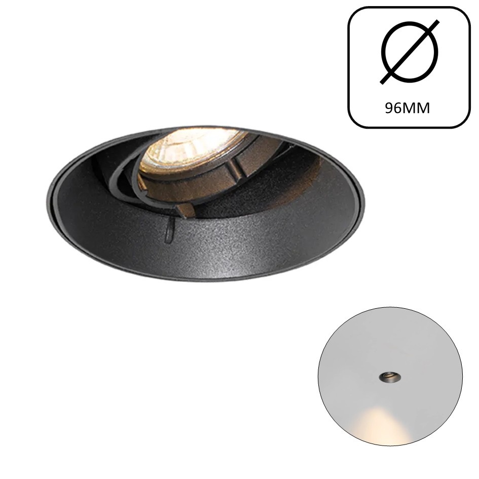 Trimless Inbouw Spot Armatuur Modern ZWART | Aluminium | 96mm Gatmaat | Geschikt voor pleisterwerk | 50mm LED Spots