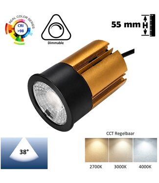 Luxe LED Module 4/6w, 400/600 Lumen, CCT-Switch (2700K/3000K/4000K), Dimbaar, CRI>98 (werkelijk kleur weergave), Lichthoek: 38°, Incl. Driver, 3 Jaar Garantie