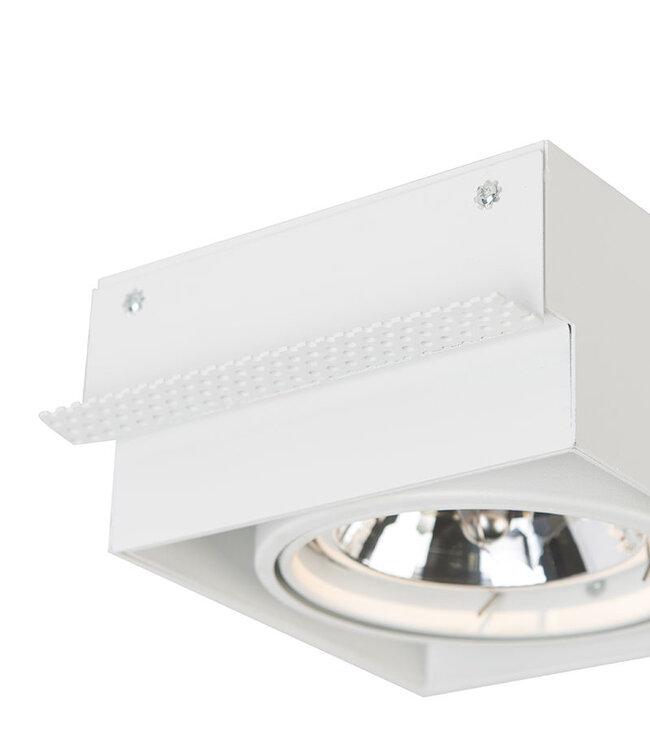 Trimless Inbouw Spot Armatuur, gatmaat 157x157mm, Wit, incl. Stucrand (1x GU10 AR111 spot)