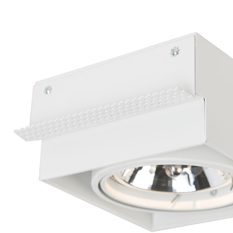Trimless Inbouw Spot Armatuur, gatmaat 157x157mm, Wit, incl. Stucrand (1x GU10 AR111 spot), foto 6 van 6
