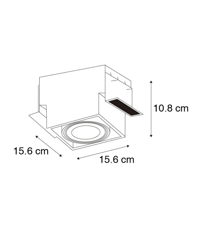 Trimless Inbouw Spot Armatuur, gatmaat 157x157mm, Wit, incl. Stucrand (1x GU10 AR111 spot)