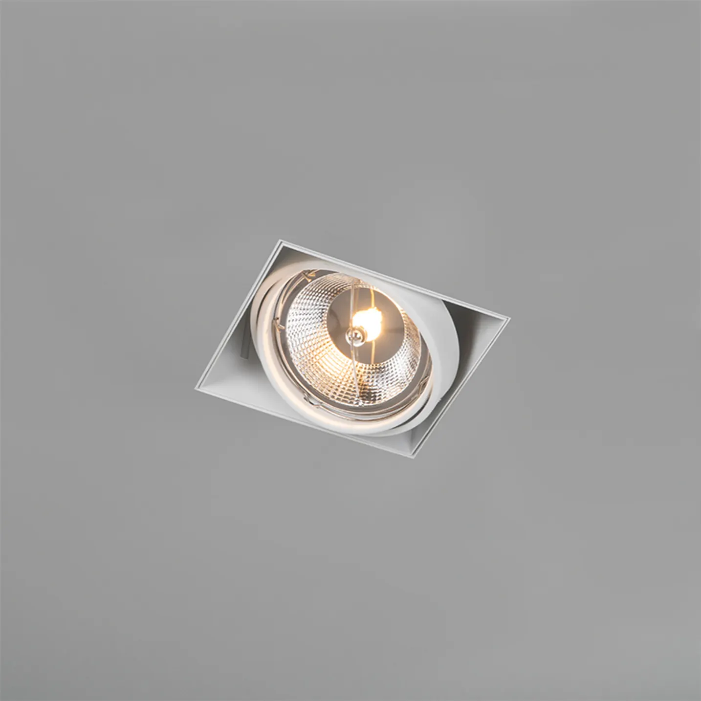 Trimless Inbouw Spot Armatuur, gatmaat 157x157mm, Wit, incl. Stucrand (1x GU10 AR111 spot), foto 2 van 6