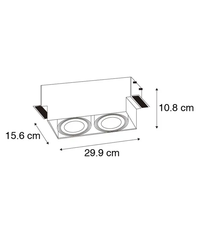 Trimless Inbouw Spot Armatuur, gatmaat 300x157mm, Wit, incl. Stucrand (2x GU10 AR111 spot)