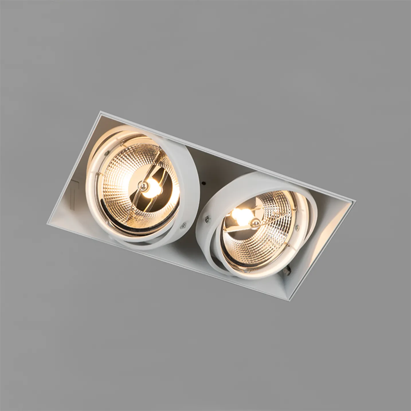 Trimless Inbouw Spot Armatuur, gatmaat 300x157mm, Wit, incl. Stucrand (2x GU10 AR111 spot), foto 2 van 6