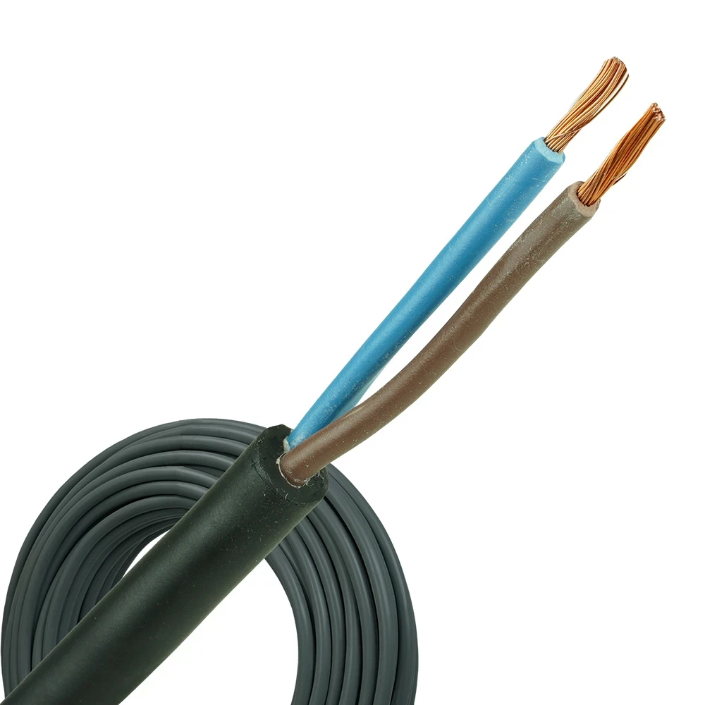 Neopreen Installatiekabel kabel H05RN-F 2x0.75mm² - Geschikt voor Binnen en Buiten Toepassingen - Strekkende Meter