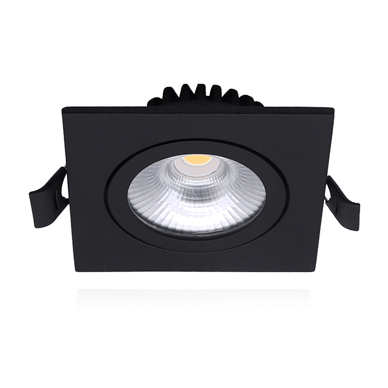 Inbouw LED Spot 6w Flat Vierkant, 400 Lumen, CCT Switch (2700K/3000K/4000K), Kantelbaar, IP65, Dimbaar, CRI90, Zwart Armatuur, Gatmaat 68-72mm, 2 Jaar Garantie, foto 3 van 6
